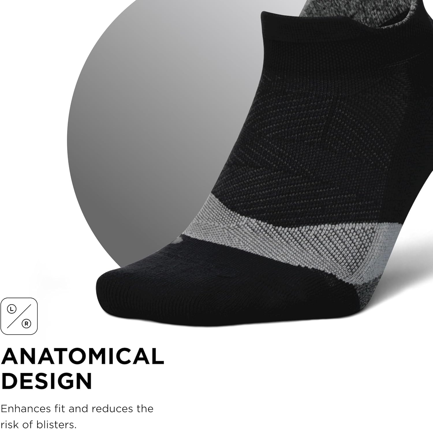 Feetures Elite Light Cushion No Show Tab Athletic Ankle Socks - Sport Sock with Targeted Compression - Iron Mist Mix, Small (6 Pair)