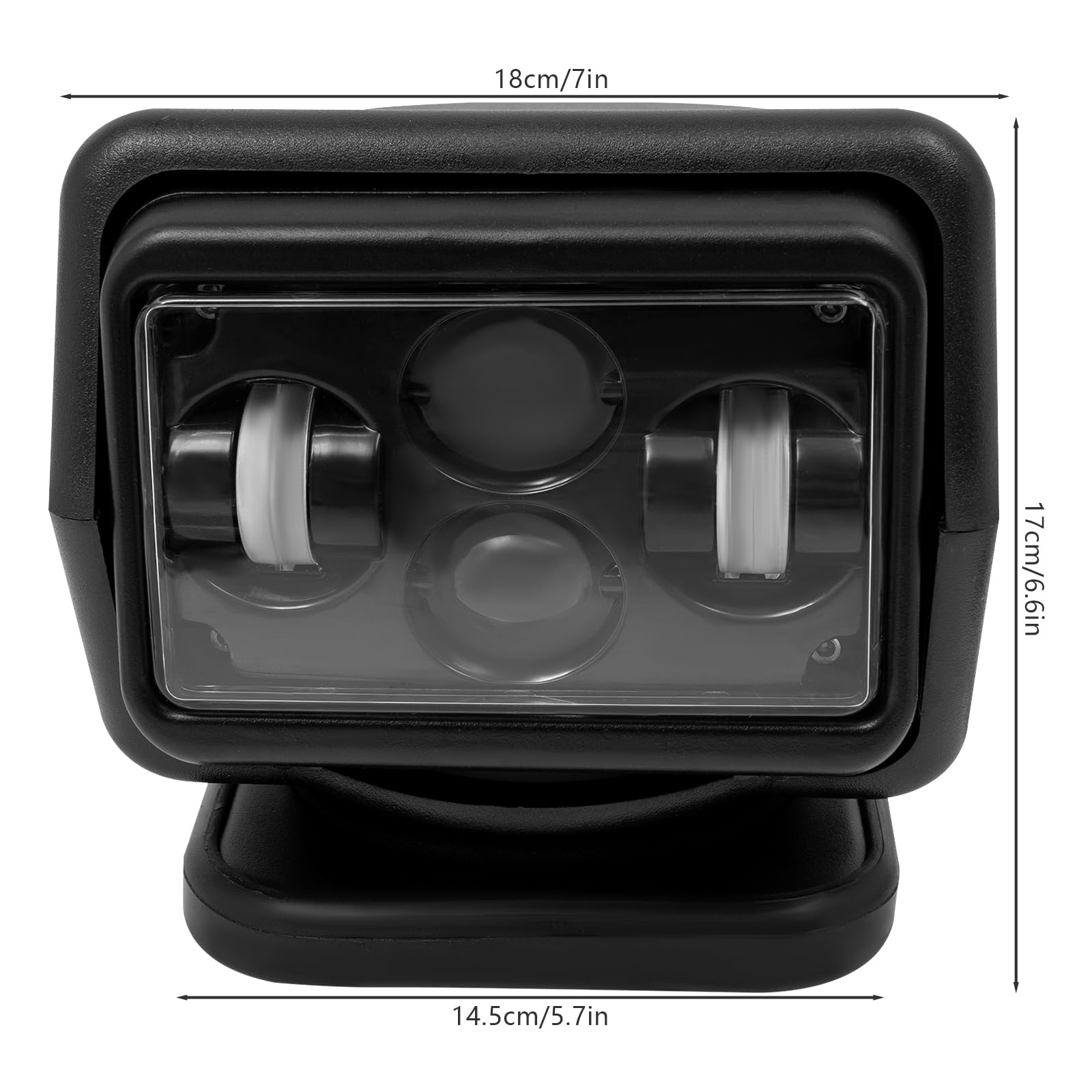 OUKANING Faro da lavoro a LED, 60 W, 600 m, 8000 lm, con telecomando, 5 A, IP67, rotazione a 360°, 6500 K, per fuoristrada, ATV, camion, barche (nero)