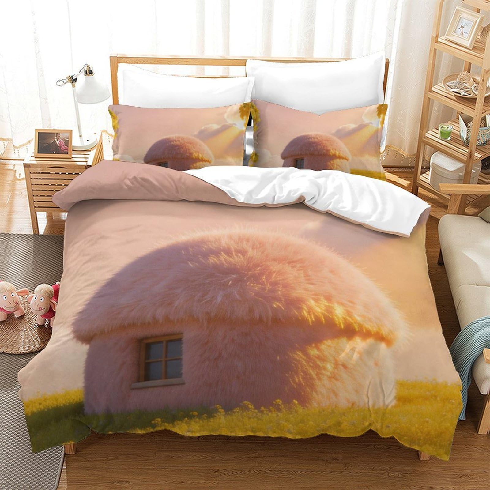 Housse de couette douce 135x200 Maison Coupole parure lit simple adulte 3D