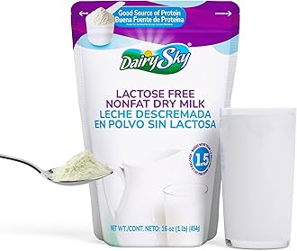 Lactose Free Milk Powder 16 Oz - Non GMO Fat Free Powdered Milk for Baking & Coffee, Kosher with Protein & Calcium, Great Substitute for Liquid Milk, RBST Hormone - Free - 1 Pack