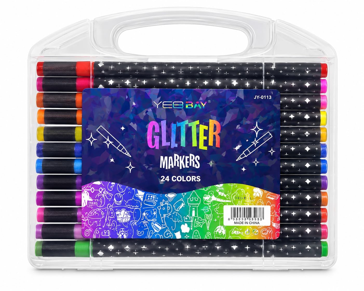 Glitter Markers 24 Colors Set, Fine Tip Sparkle Pens for Coloring, Drawing, Bullet Journaling, Scrapbooking, Greeting Cards & DIY Crafts-picture-35