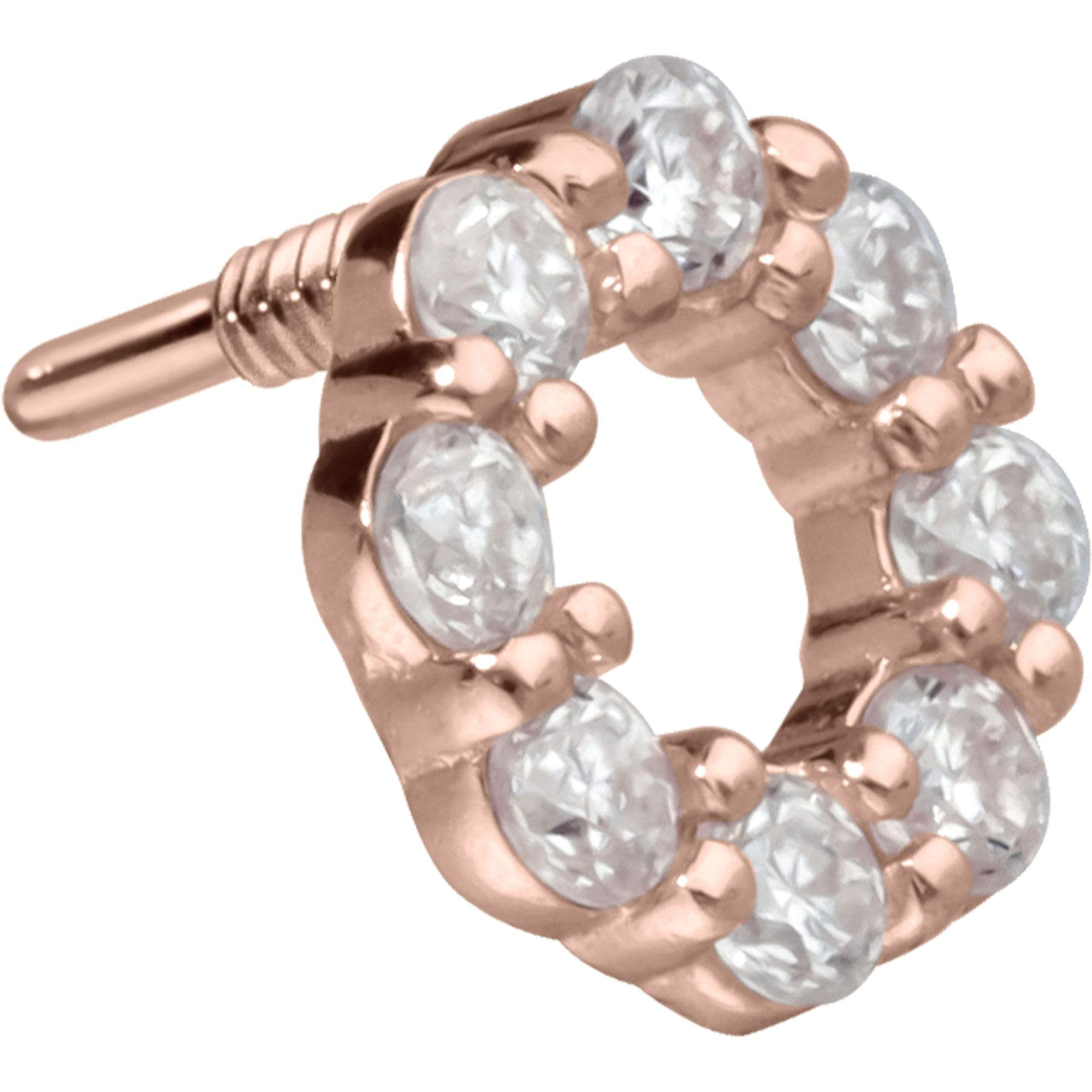 PIERCINGLINE Universal Piercing Schraub-Aufsätze 14 Gold Schraubaufsatz mit Außengewinde MOISSANIT-KREIS 585er Gold - Roségoldfarben, Goldfarben, Silberfarben