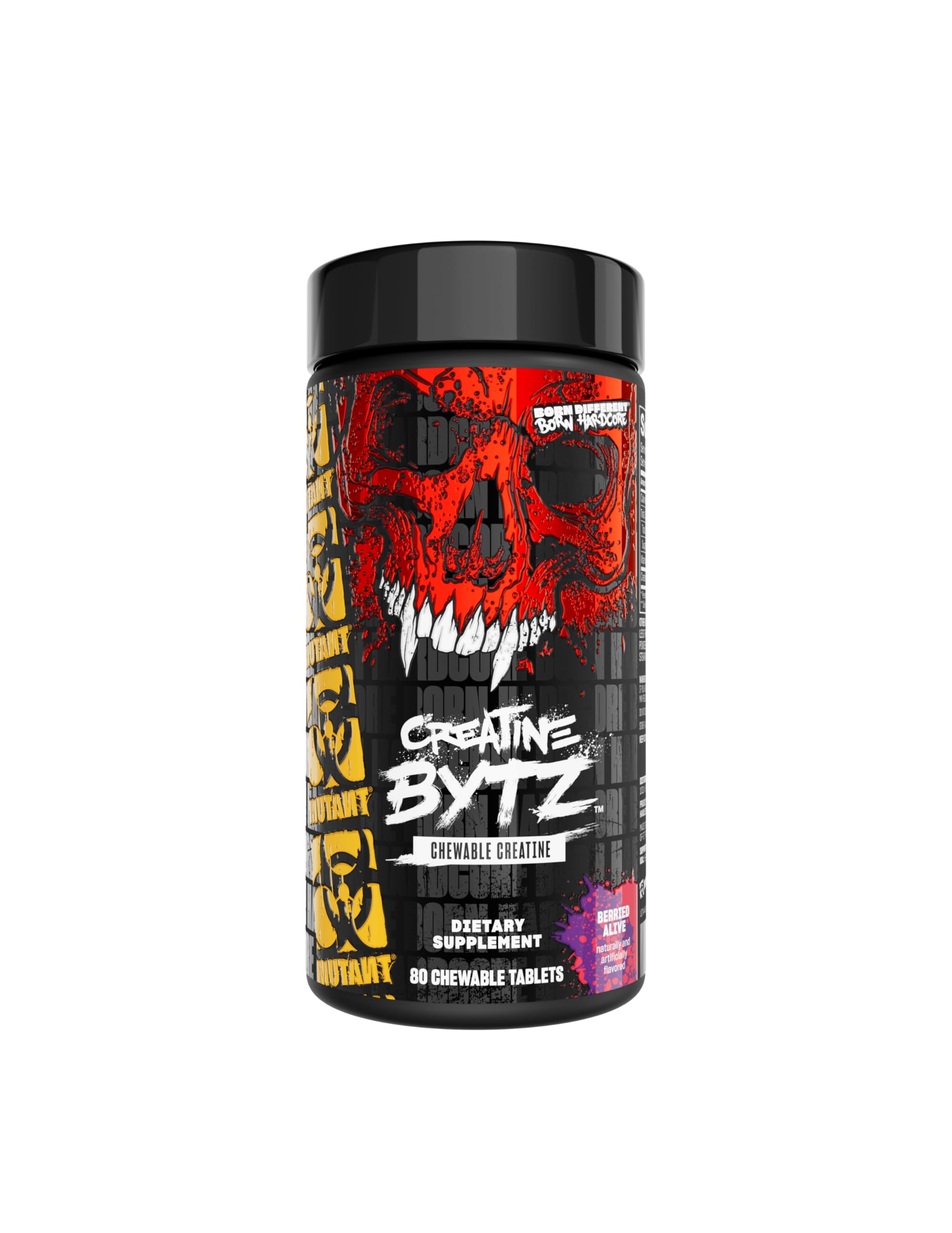 Mutant Creatine Bytz – Sugar-Free Chewable Creatine Tablets for On-The-Go Use – 5g Creatine Monohydrate Per Day – Pre Workout & Post Workout Protein Support – 80 Tablets – Berried Alive