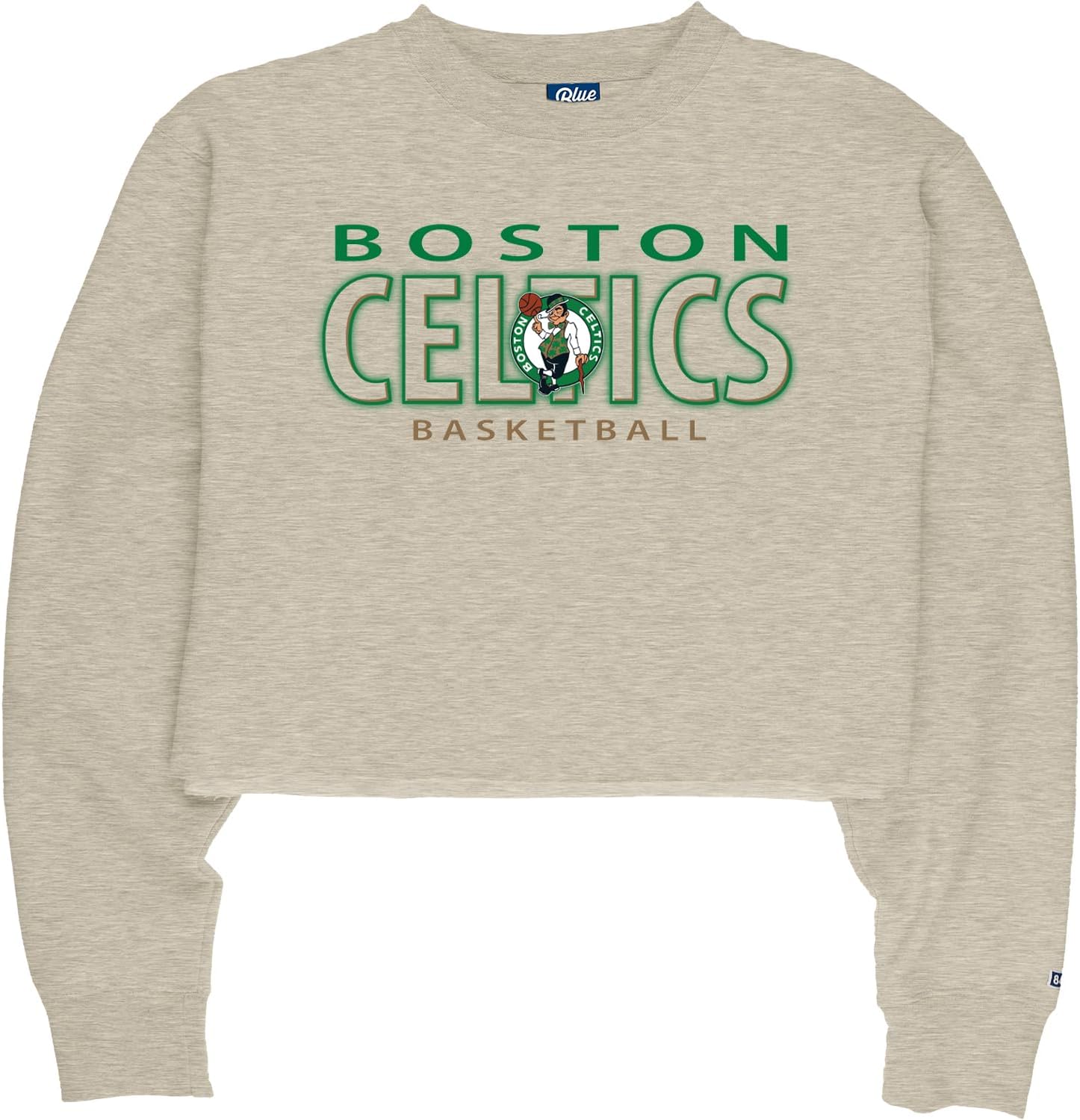 Blue 84 NBA womens Nba Officially Licensed Women's Cropped Crewneck Sweatshirt Oatmeal - Image 2
