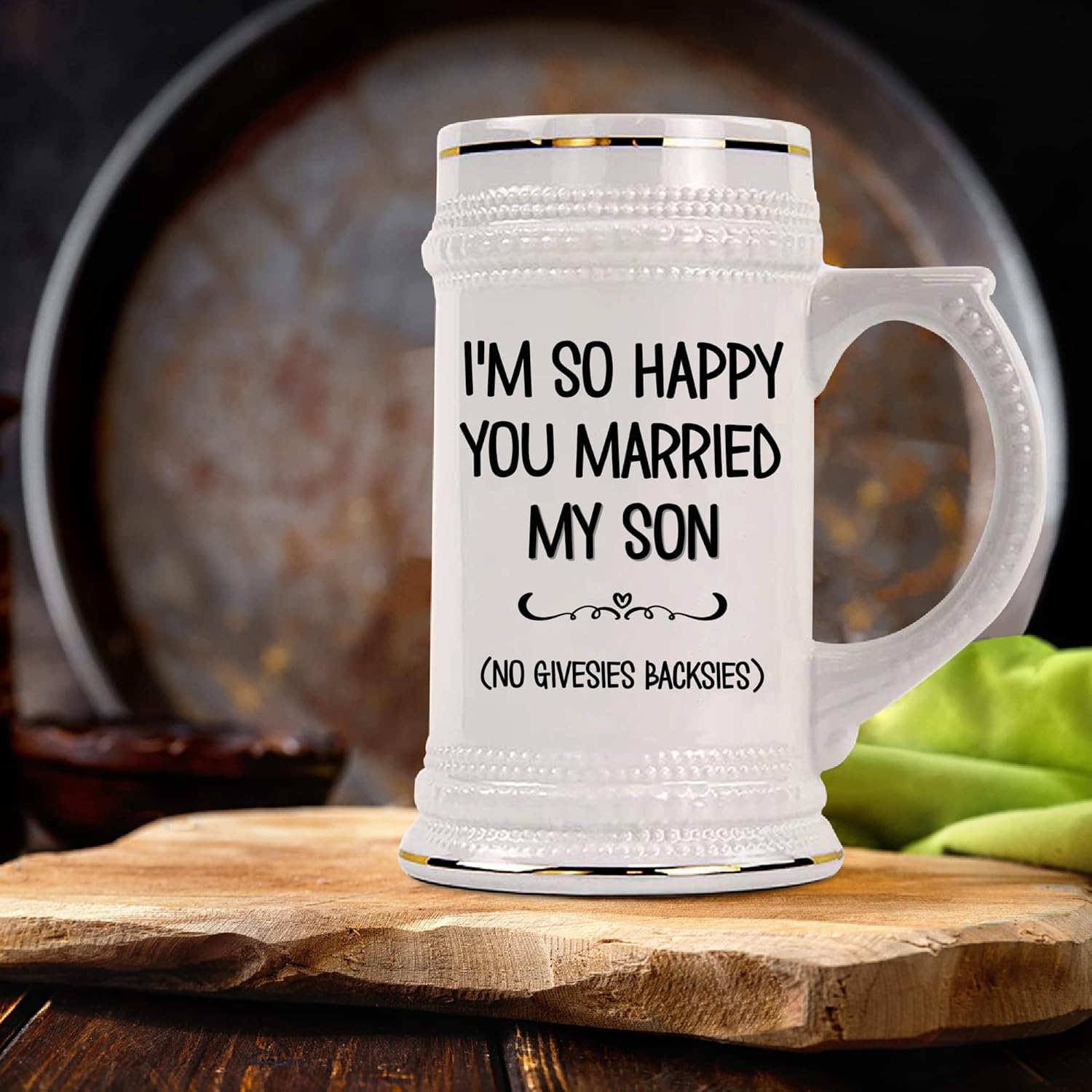Daughter in Law Beer Mufg from Mother in Law Im So Happy You Married My Son Christmas Wedding Ideas for Daughter-in-Law 22 Oz. Ceramic Stein for Women