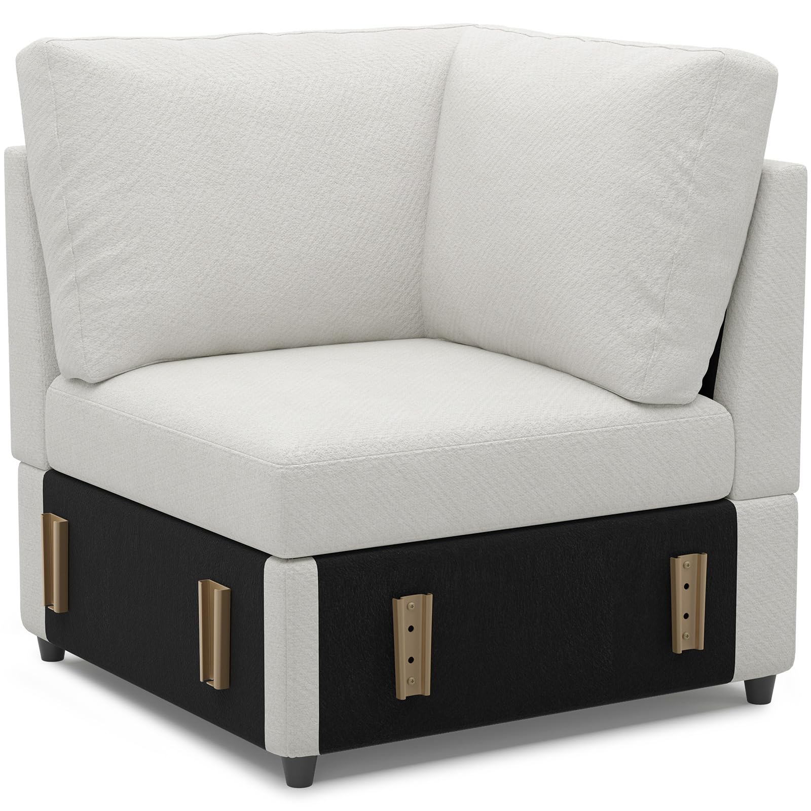 Belffin Velvet Corner Seat Module for Modular Sectional Sleeper Sofa, White