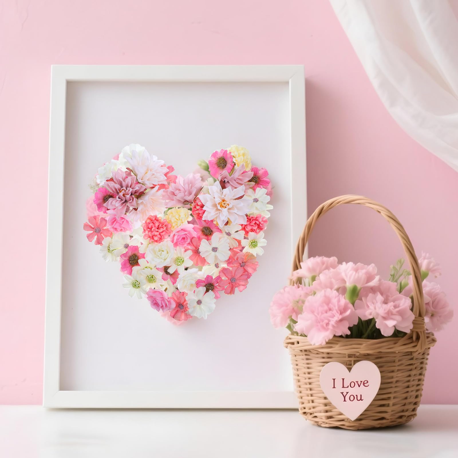 50 sztuk sztucznych kwiatów do majsterkowania, dekoracja ze sztucznych kwiatów, 10 rodzajów różowych, białych, dekoracja tortów, kwiaty, sztuczne kwiaty, dekoracja do majsterkowania