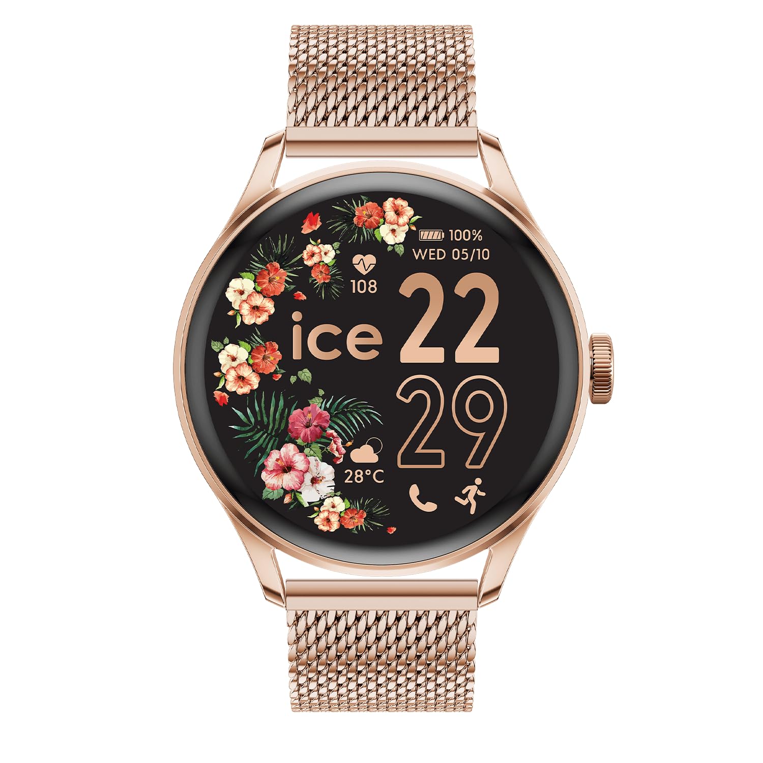 ICE-​WATCH - Ice Smart 2.0 - Montre connectée Ronde Rose-​Gold pour Femme avec Bracelet en métal - 023394 (1,​20 Pouces)