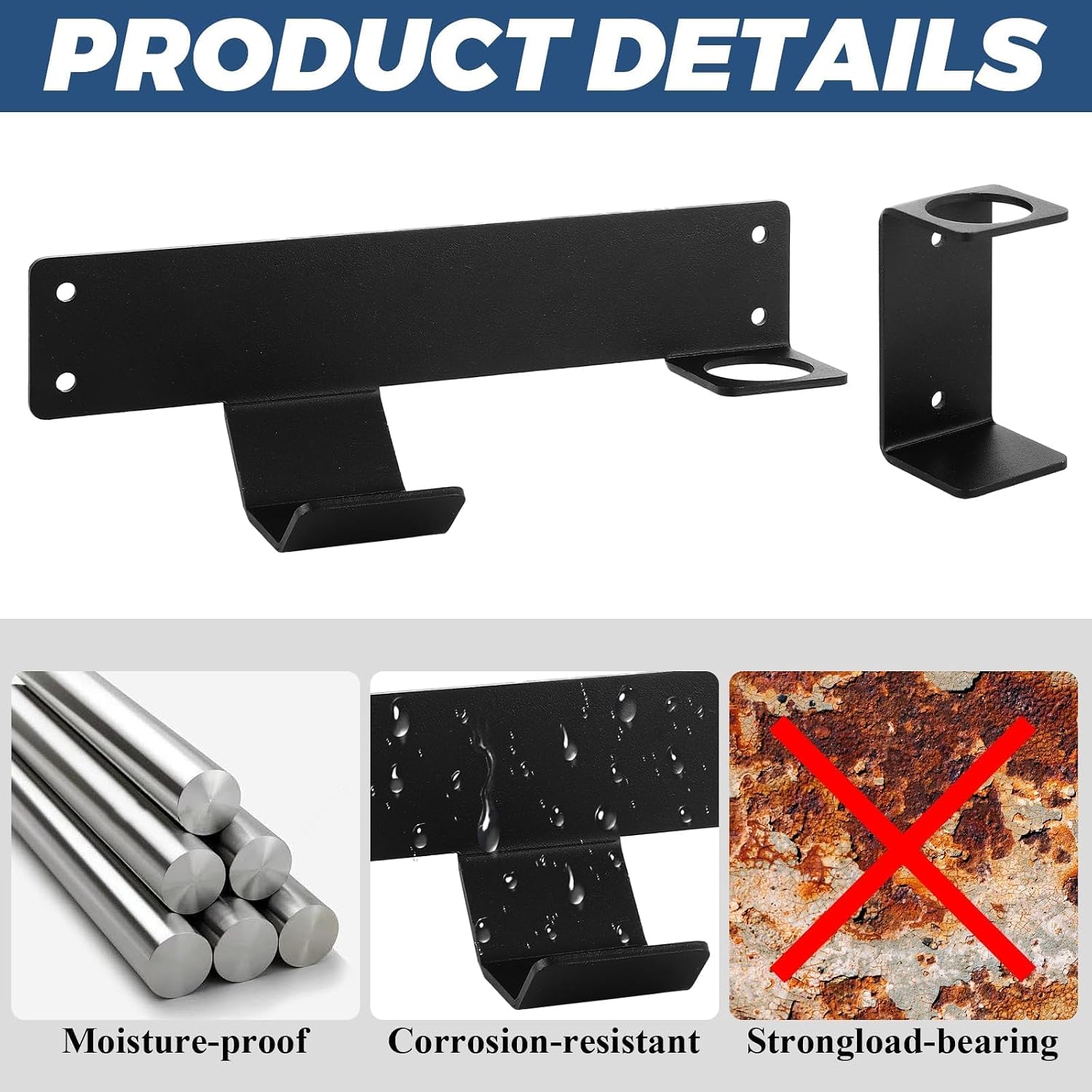 Jack Stand Wall Mount Jack Stands Holder, Stainless Steel Floor Jack Wall Mount Rack for Garage Tool Organizer, Black Wall Storage Hanger for Tool Room Race Trailer