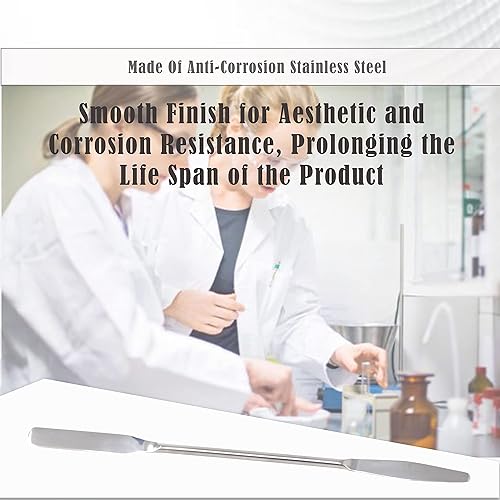 Miniatura 6 de A2Z-DE003 Muestreador de espátula de laboratorio de doble extremo de acero inoxidable, extremo de flecha redondo y cónico, 7 pulgadas de longitud