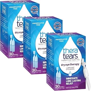 TheraTears Preservative-Free Dry Eye Therapy Lubricant Eye Drops, 30 Single-Use Vials (3 Pack) - Long-Lasting Relief