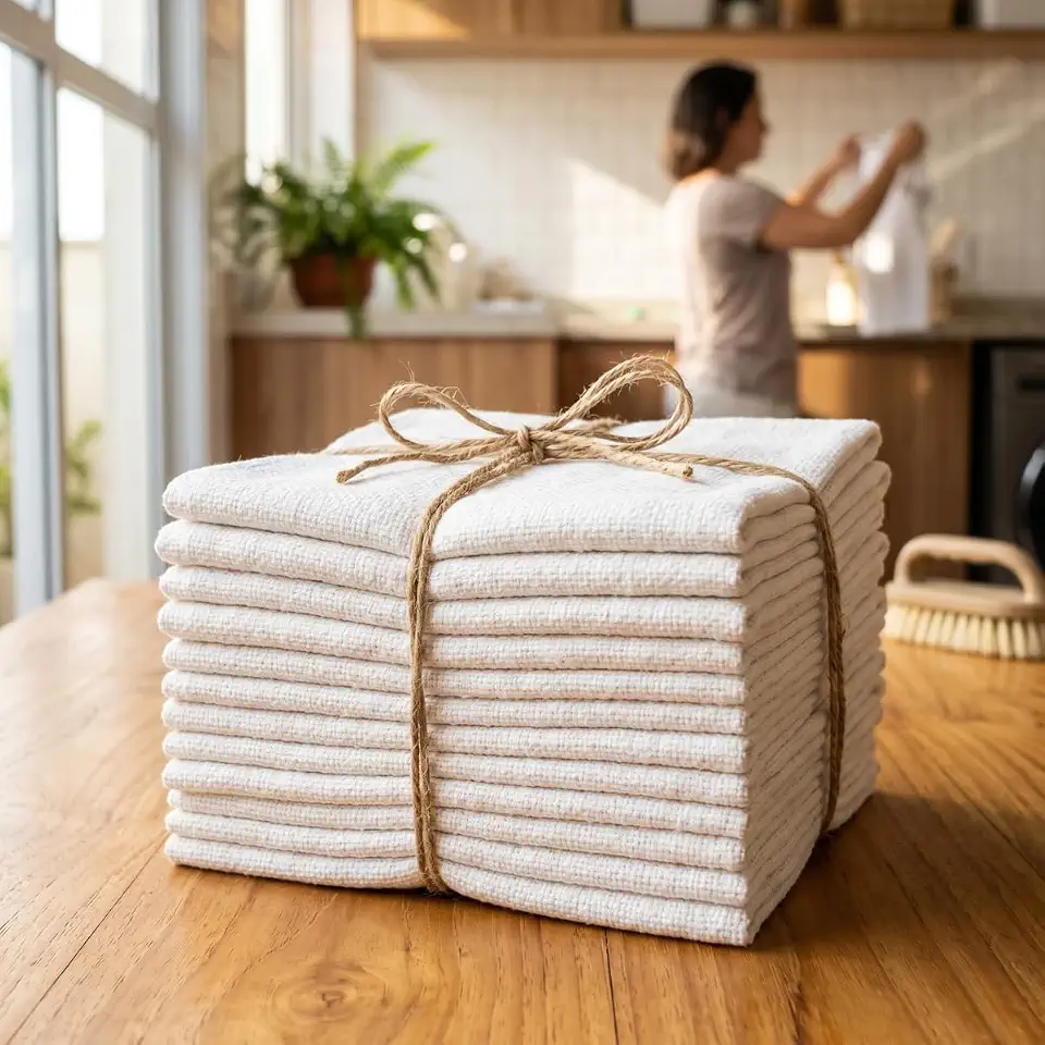 Pano de Chão Branco 45x65cm Algodão Grosso Resistente Kit com 10 Grande Absorvente para Limpeza Pesada e Faxina Multiuso Flanela Toalha de Piso Material de Limpeza Panos de Chão