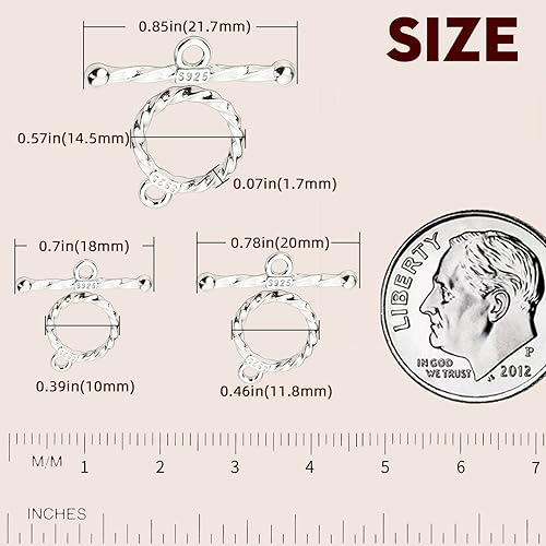 Miniatura 8 de OHINGLT Cierre de palanca S925 para hacer joyas, cierres y cierres de pulsera OT, anillo texturizado de plata de ley 925 y redondo para collar y
