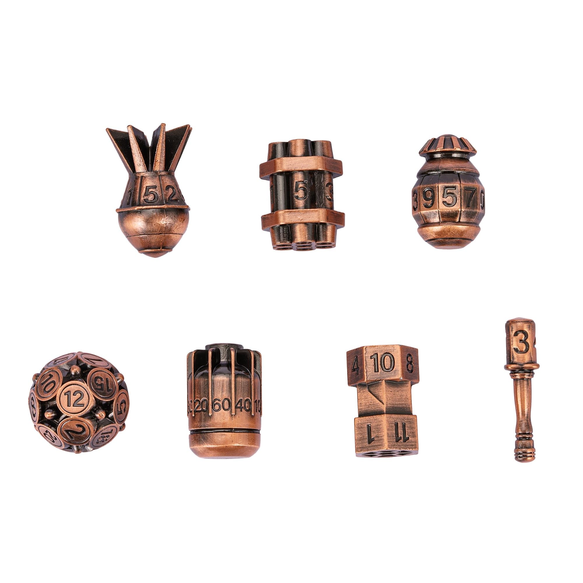 UDIXI Metal DND Dice Set 7PCS RPG Polyhedral Metal D&D Dice Set Copper