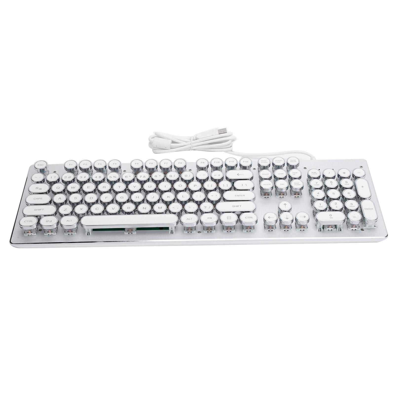Clavier Mécanique de Jeu Rétro Filaire, avec Lumière Mixte, Accessoire Informatique (White)