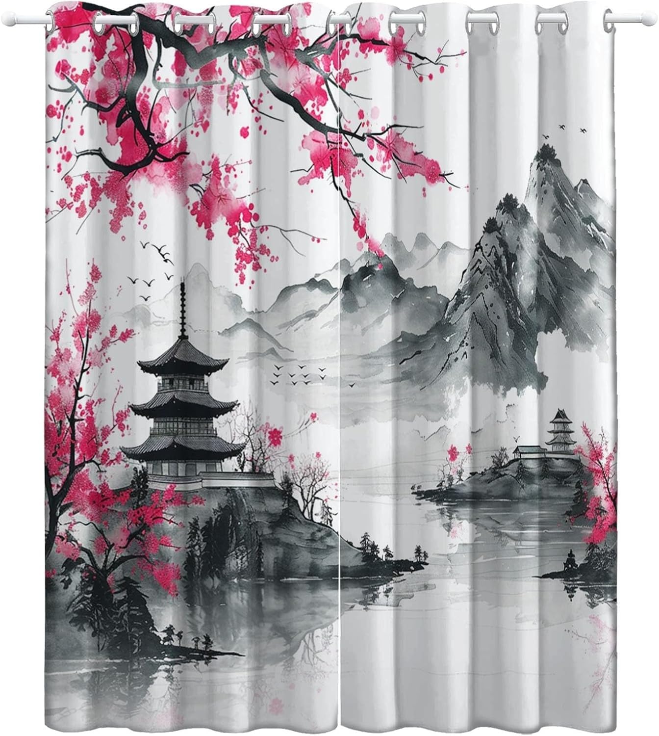 Amazon｜カーテン グレー 遮光カーテン 風景 カーテン 2枚セット 防音