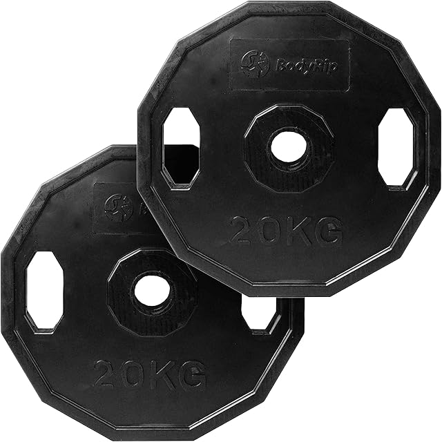 BodyRip Polygonal Black Weight Plate | Choose 2" Olympic Set, 1.25kg, 2.5kg, 5kg, 10kg, 15kg, 20kg or 25kg | Dumbbell or Barbell | Gym Weightlifting
