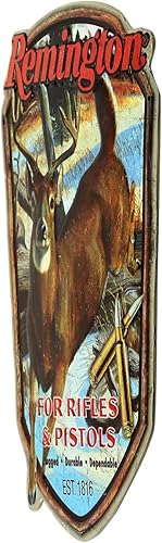 Miniatura 2 de Remington Rifles and Pistols - Cartel de metal en relieve, arte de pared de caza vintage para garaje, cueva de hombre o taller