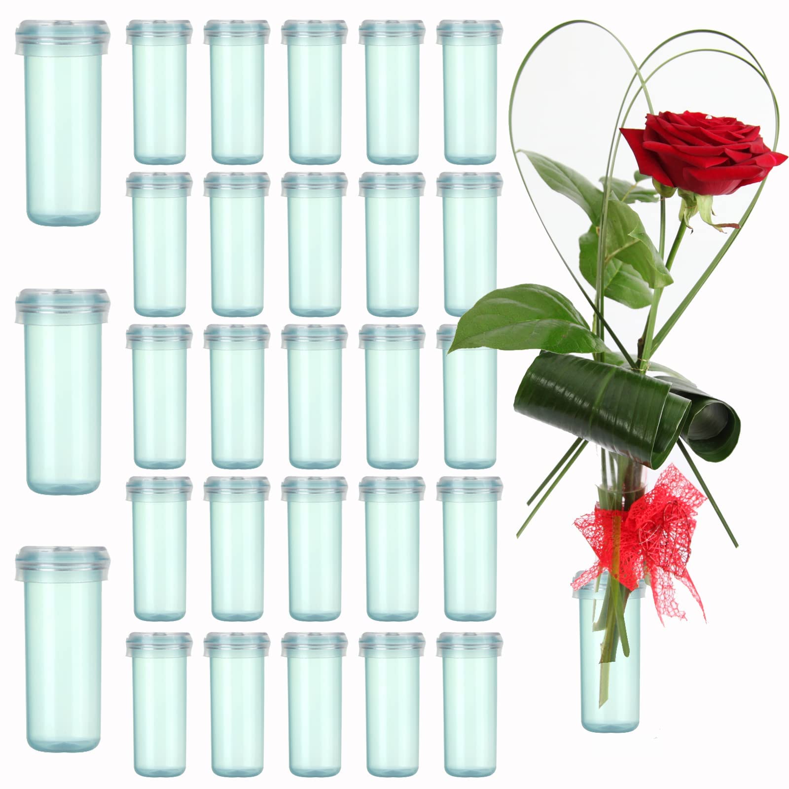 MAKINGTEC 200 Pack Floral Water Tubes 1.6 Inch Flower Water Tubes Flower Vials for Water Small Mini Floral Water Tubes for Flower Arrangement, Milkweed, Cutting, Green
