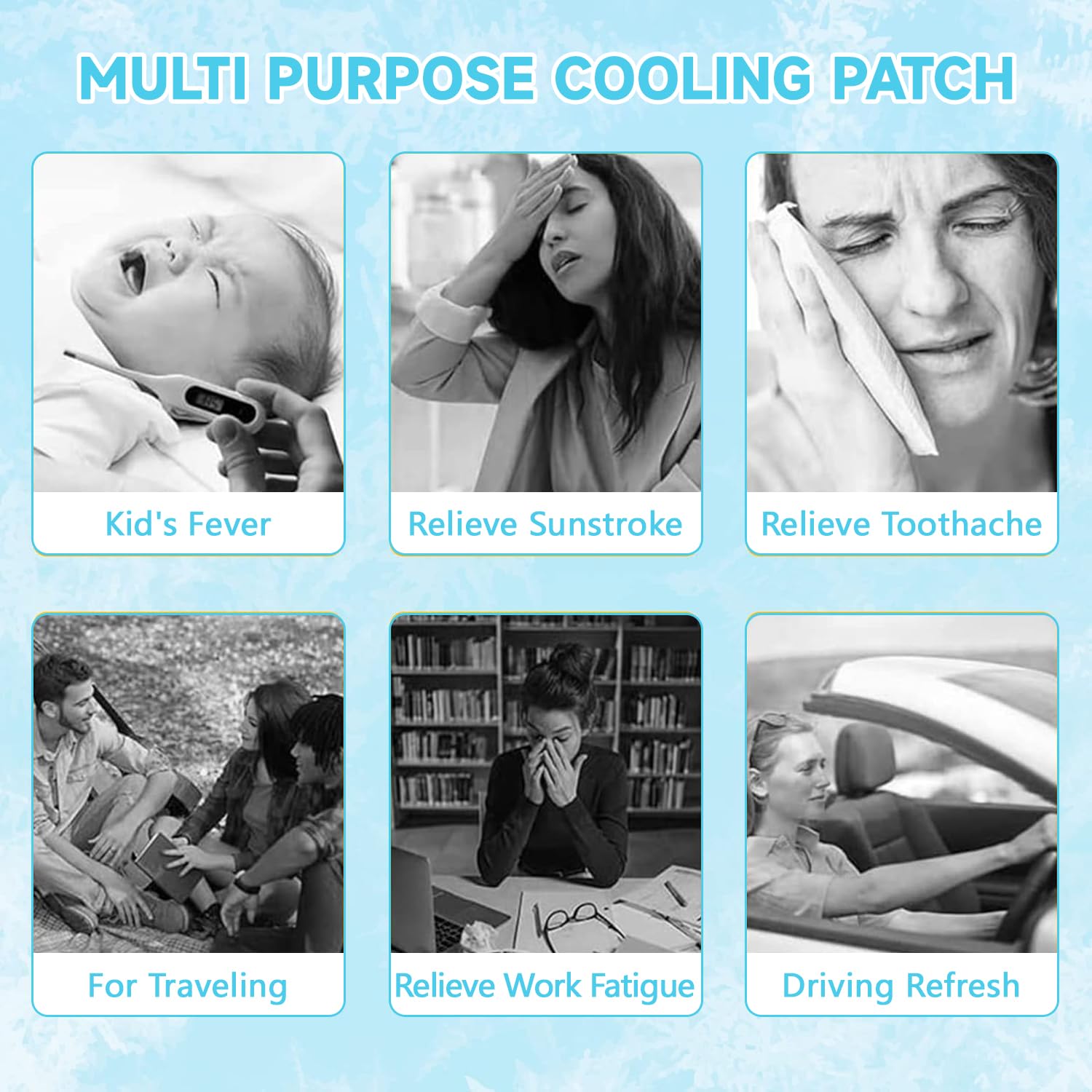 Patch di raffreddamento, 40 patch in gel rinfrescanti per rinfrescare e alleviare il calore, il dolore e la stanchezza, per febbre ed emicrania