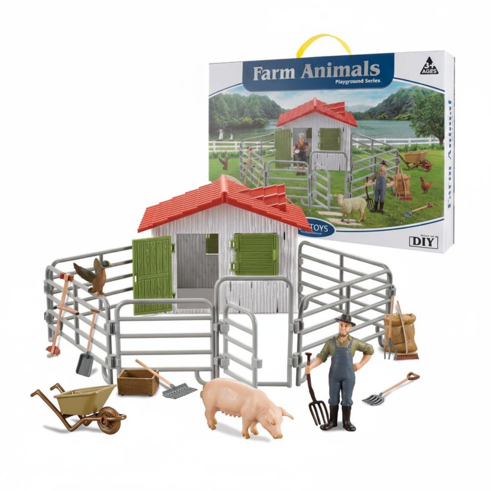 Set de Animales de Granja Detalles Realistas Figuras Animales Educativo para Colección , Granja Feliz Set A