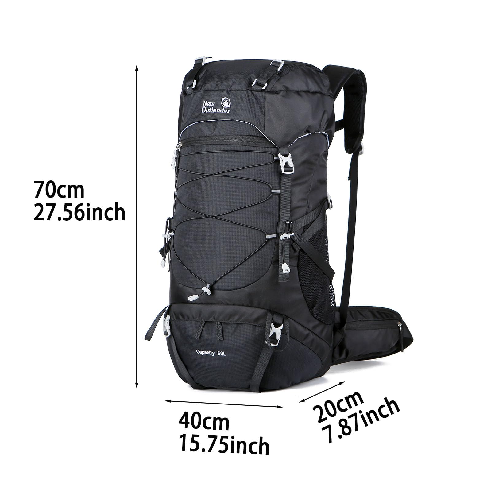 Zaino da trekking da 50 l, impermeabile e leggero, per escursioni e campeggio, adatto per uomini e donne.