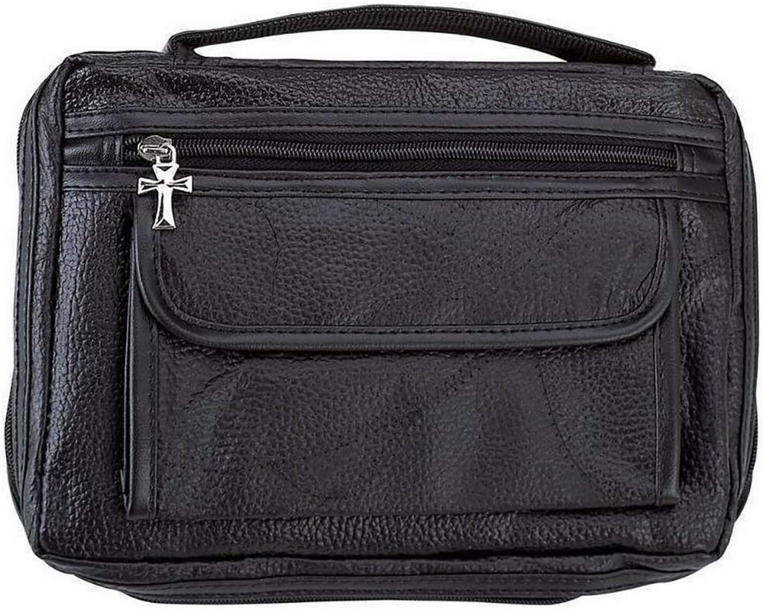 Come On Style Shop Black Genuine Leather Holy Bible Cover Protective Zipper Bag Pocket 10"x7-1/2"