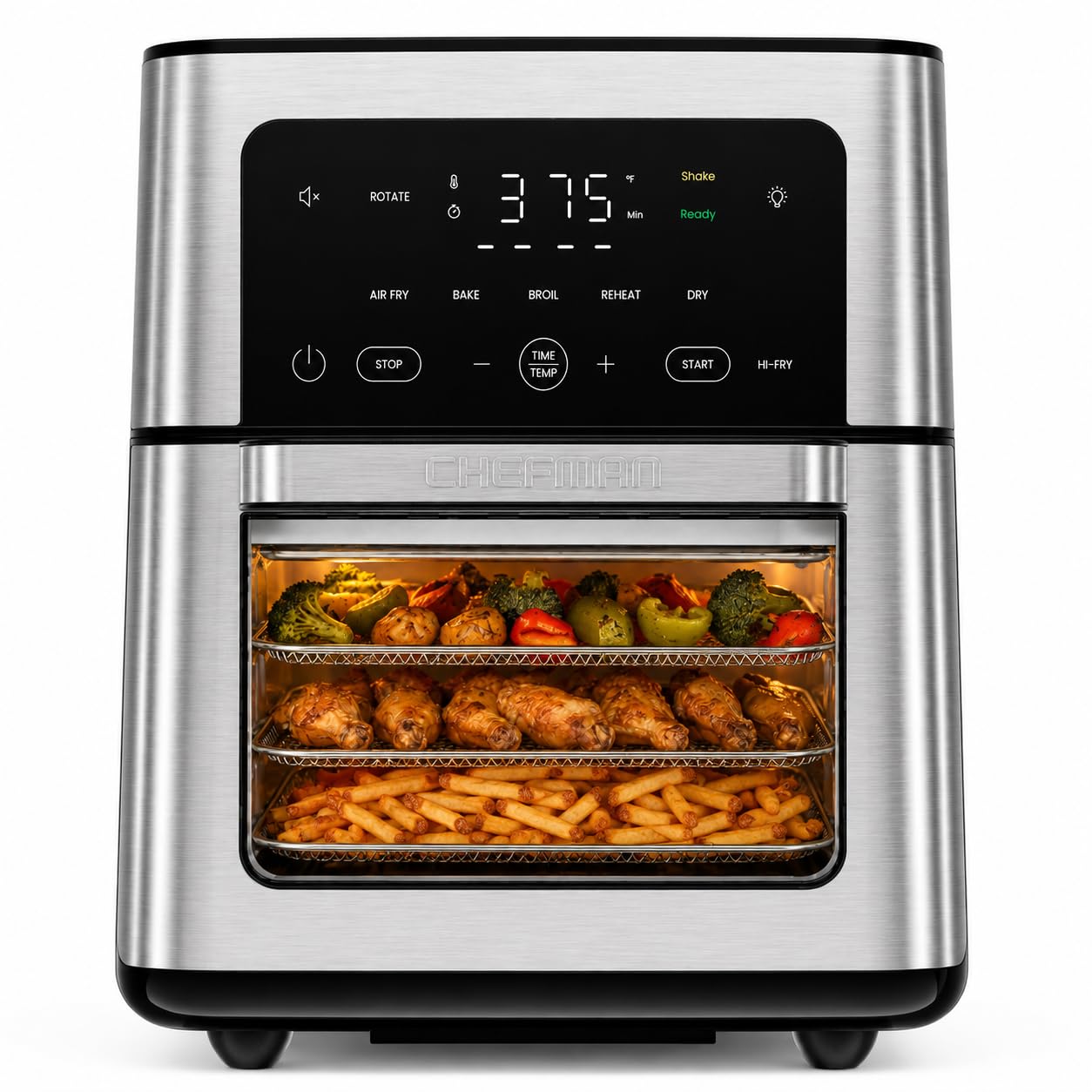 Chefman Freidora de aire 6 en 1 multifuncional XL de 13 cuartos, Asador