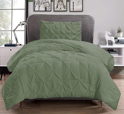 Miniatura 2 de Calidad prémium tamaño Super King de gran tamaño (120 x 98 pulgadas), juego de edredón plisado de 3 piezas, 100 % algodón egipcio de 400 GSM, 800