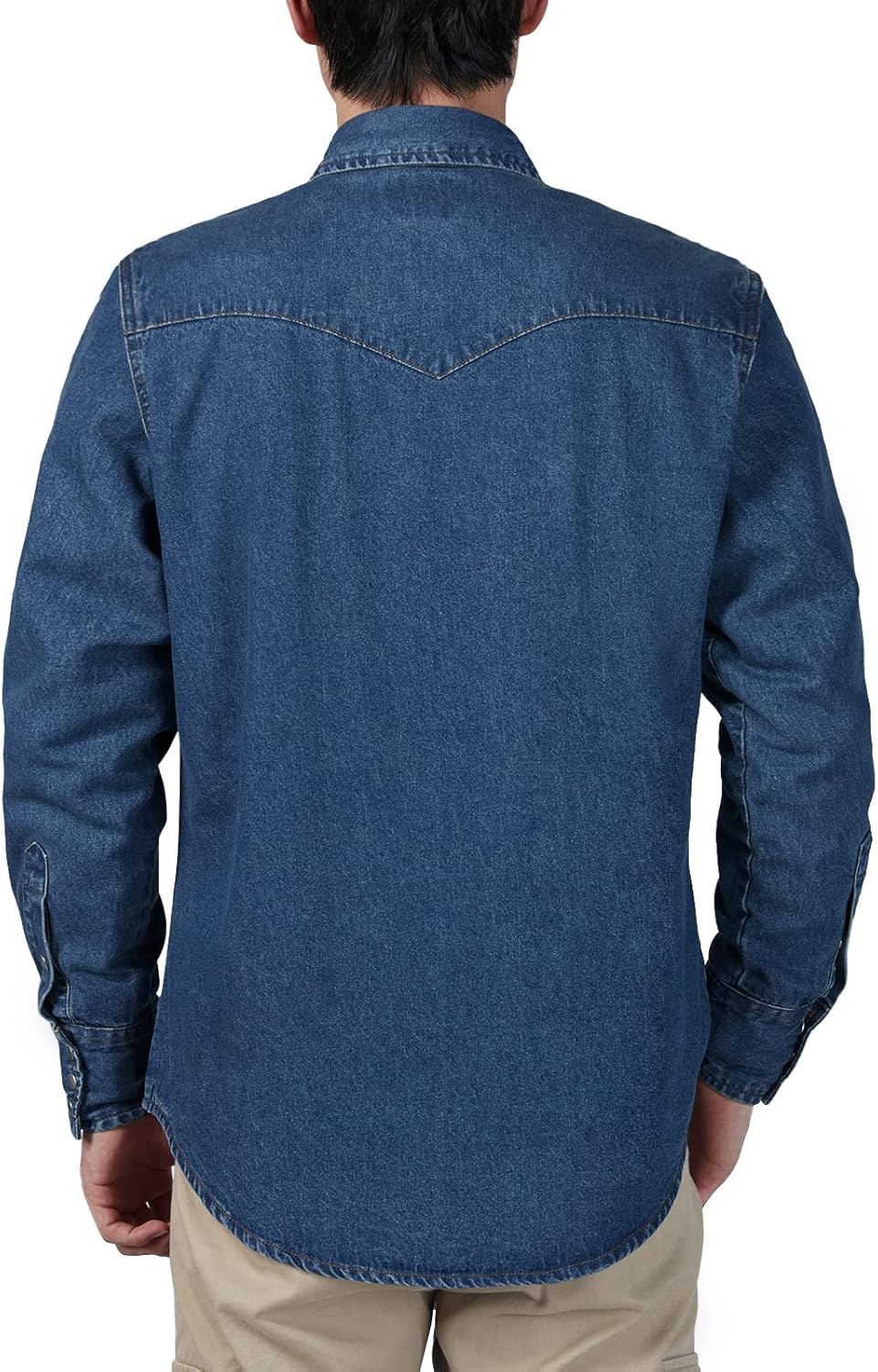 HISEA Men's Denim Shirt Long Sleeve Work Shirt Mens Regular Fit Button Down Shirts Cotton Work Shirts Washed Finish - Image 4