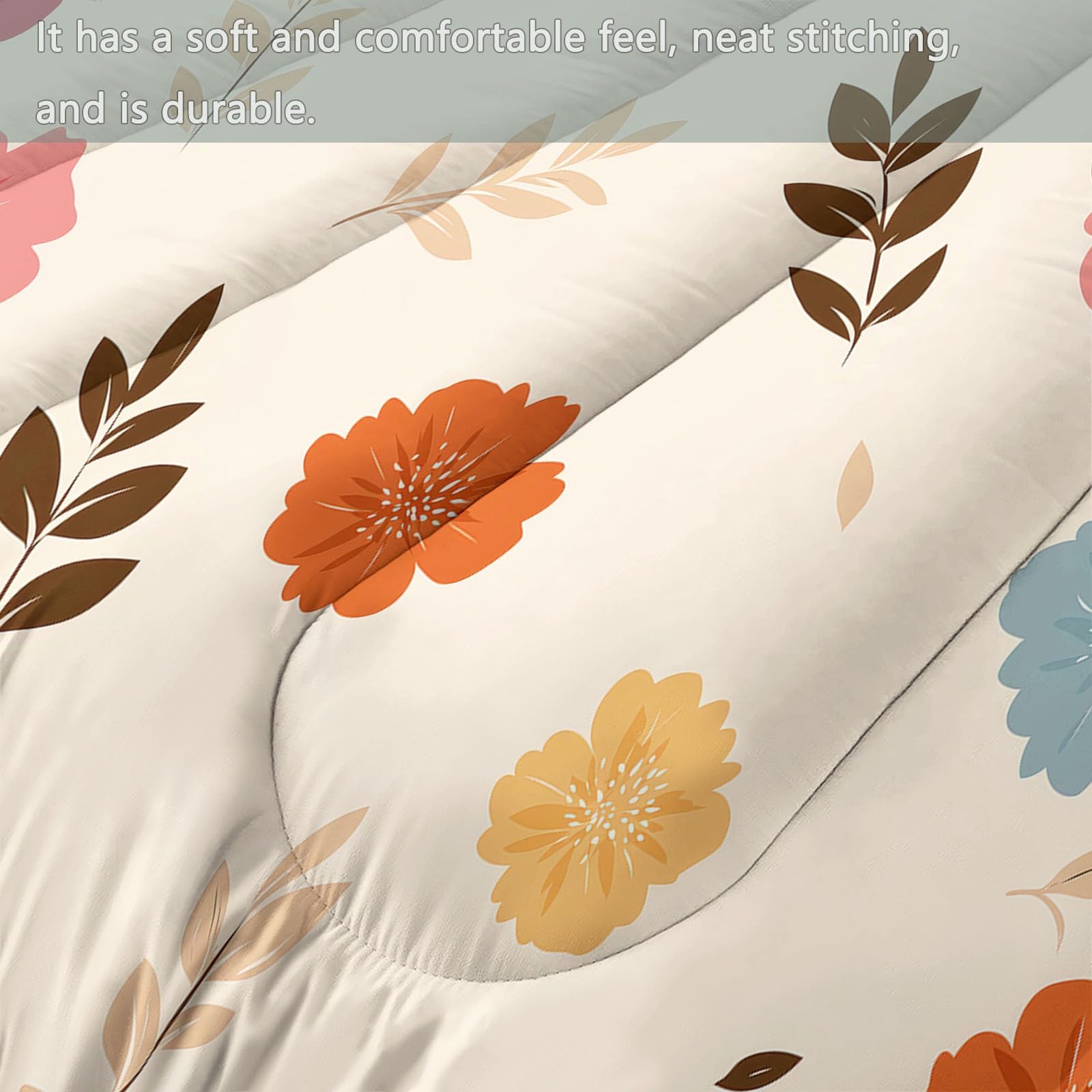 CozyRest Edredon Relleno nordico Cama Infantil Algodón - Floral Acuarela Dibujos Animados Cama 90 - Bebe rellena Juego de Manta 150x200 cm con Almohada 50 x 75 cm por niños e niñas Beige