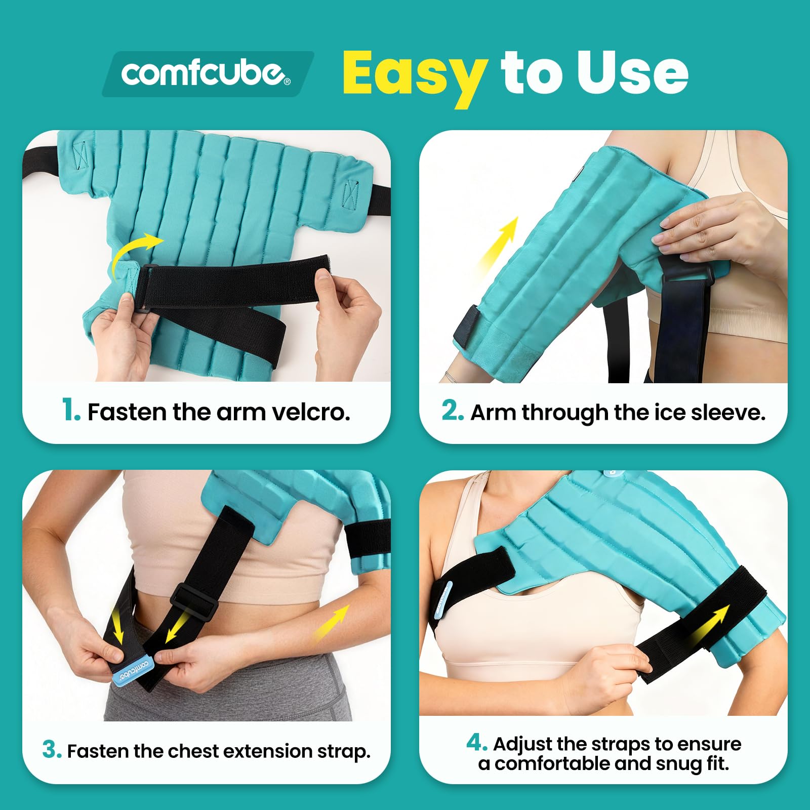 Bolsa de hielo de hombro para lesiones, 2 horas de larga duración, manguito rotador, terapia de frío, bolsa de hielo flexible para alivio del dolor, bolsa fría para hombro congelado, cirugía,