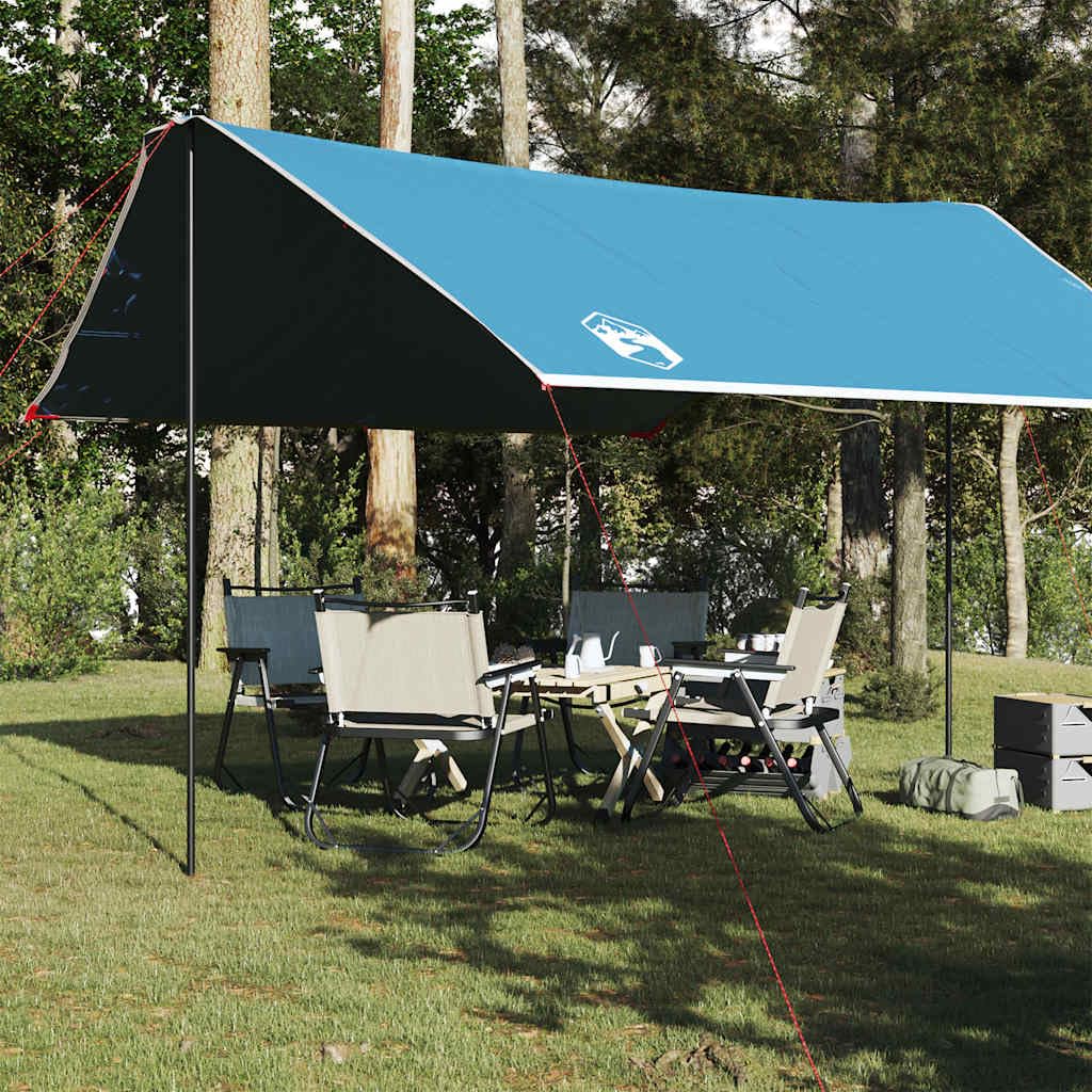 Mangloder wasserdichte Tarp Plane 430x380x Grau Orange für Camping, Trekking und Outdoor Aktivitäten, leicht, kompakt, vielseitig, wetterfest und windbeständig