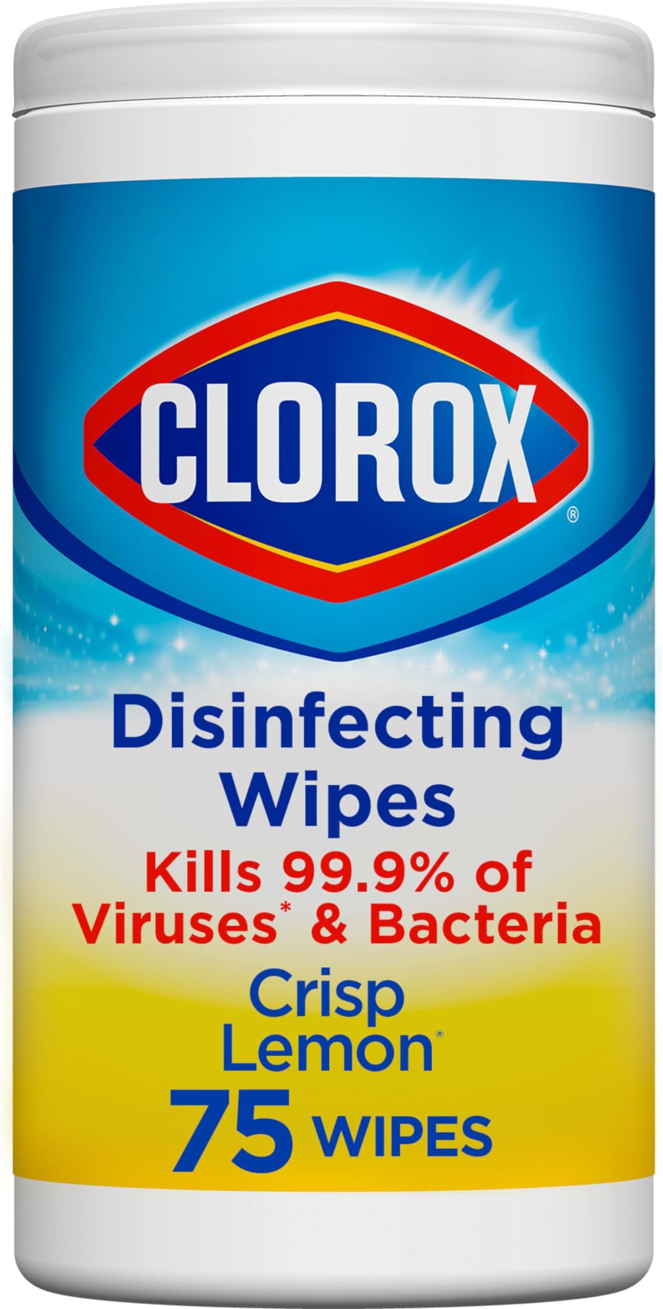 Clorox Disinfecting Wipes, Bleach Free Cleaning Wipes, Crisp Lemon, 75 Count