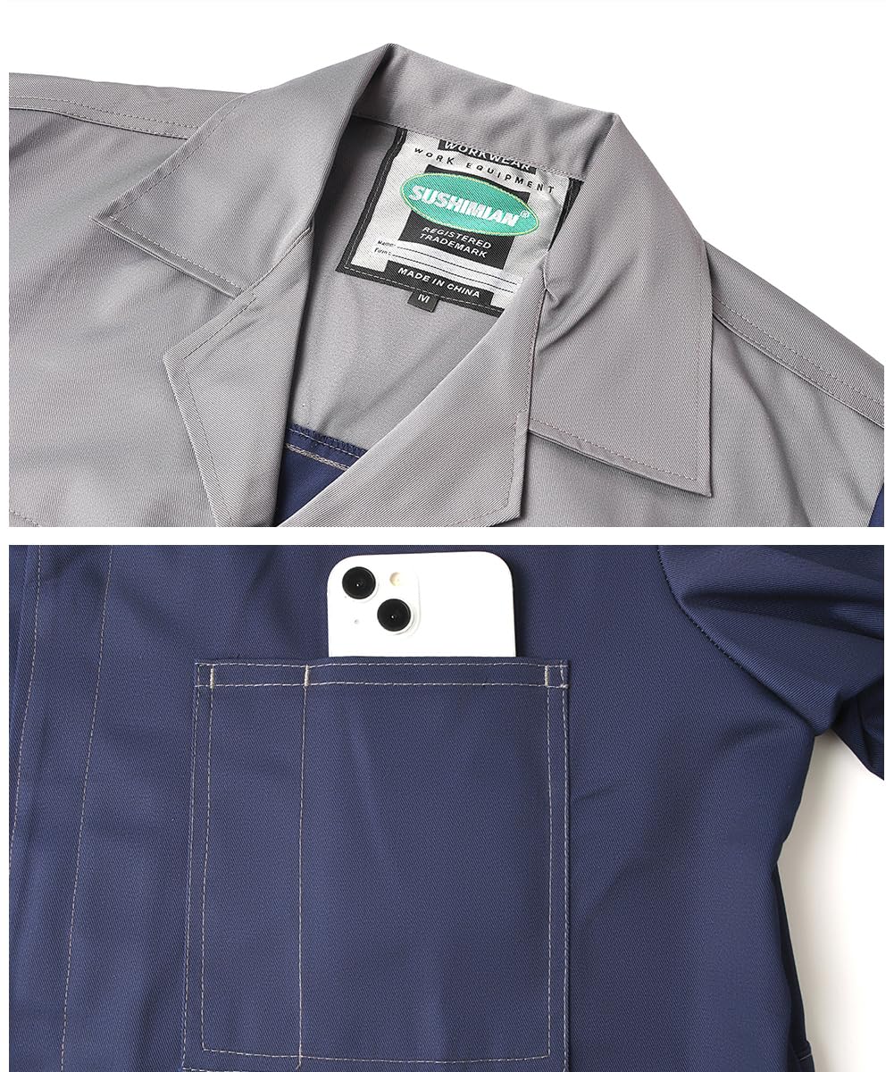 Bata de Laboratorio Hombre Chaqueta de Trabajo Multibolsillos Médico Adulto