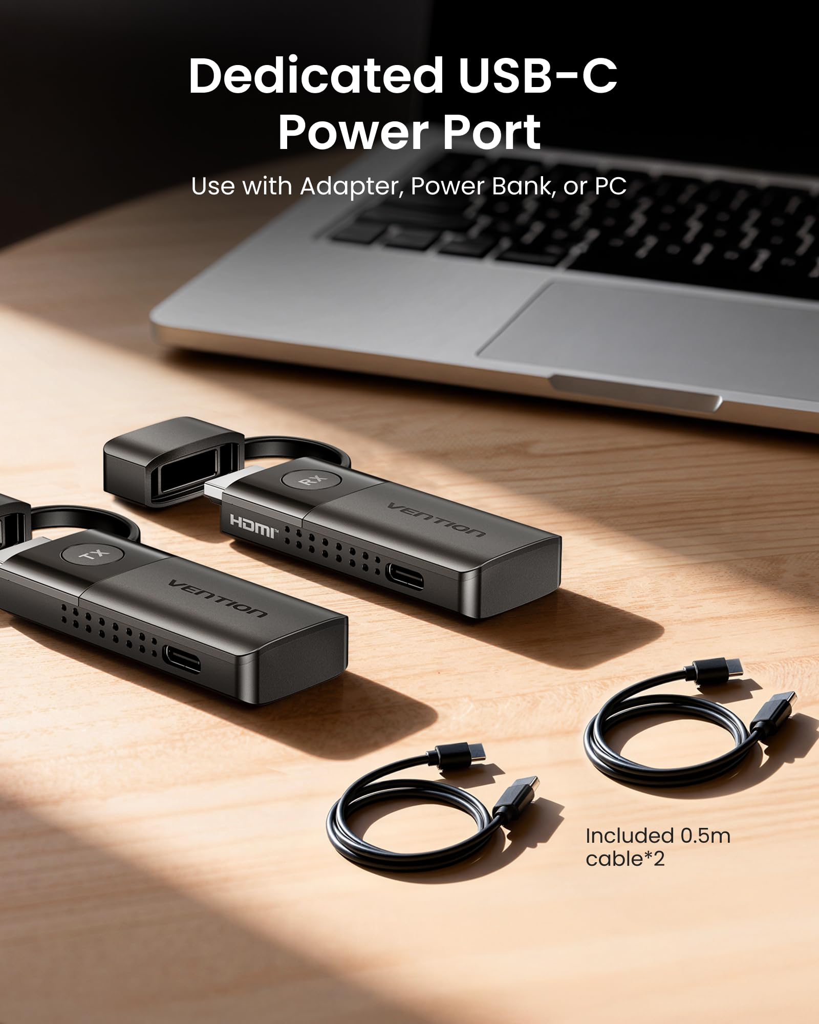VENTION Mini HDMI sans Fil 50M, Émetteur et récepteur HDMI sans Fil 1080P@60Hz,Plug & Play, 5GHz, pour Ordinateur Portable, PC vers TV HD, Moniteur, Projecteur,Noir
