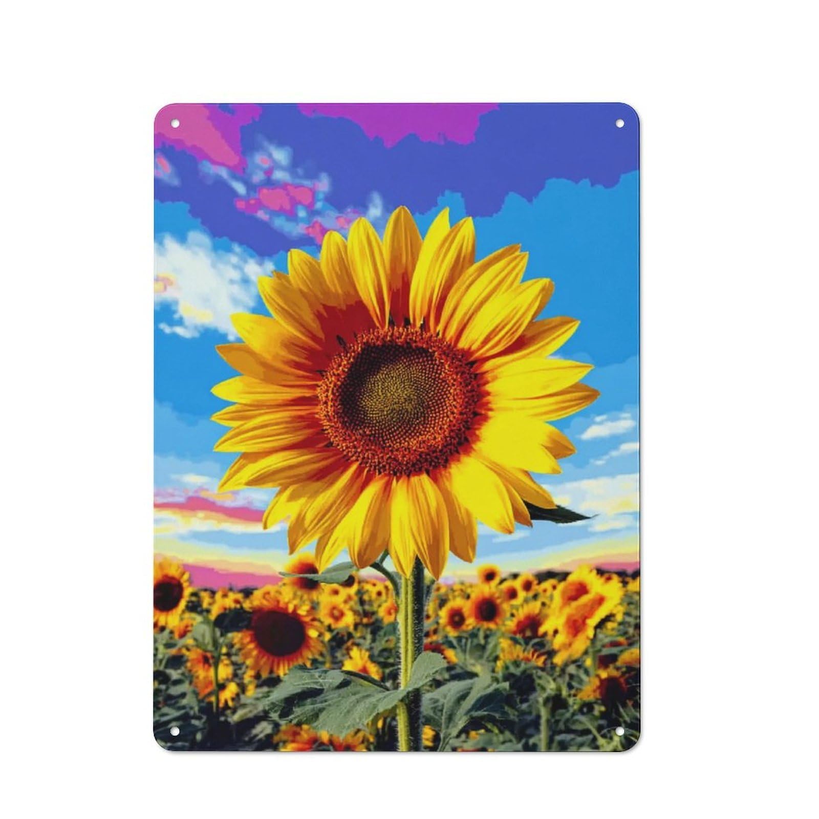 Junmoney Sunflower Field Sunset Office Metal Sign With Design 40X30cm, Classic Study Room Decor For Office, Study, Studio Or Hallway