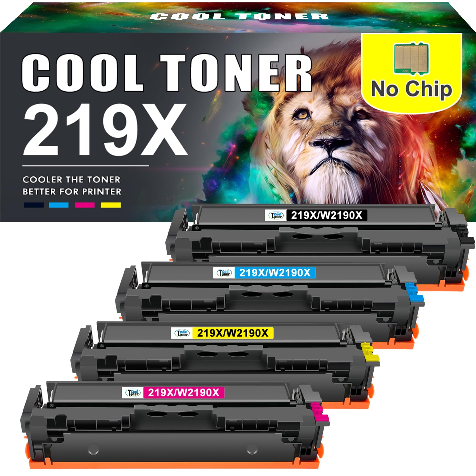 219A 219X 3302FDW 3302SDW 3302FDN Toner Nessun chip 4-Pack | Compatibili per HP 219A 219X Color LaserJet Pro MFP 3302FDW 3302FDNG 3302SDWG 3302FDWG 3202DN Nero Ciano Giallo Magenta