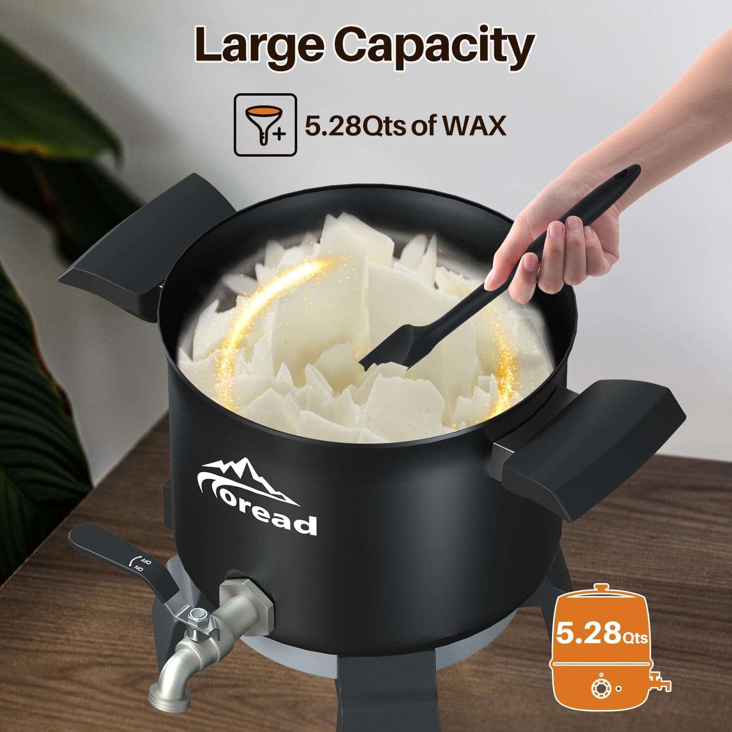 TOREAD Electric Wax Candle Melter for Candle Making, 5.28Qts Wax Melting Pot with Heat Resistant Handle & Brass Spout, Temp Control, Wax Melt Warmer Electric for Soy Wax, Beeswax, and Soap