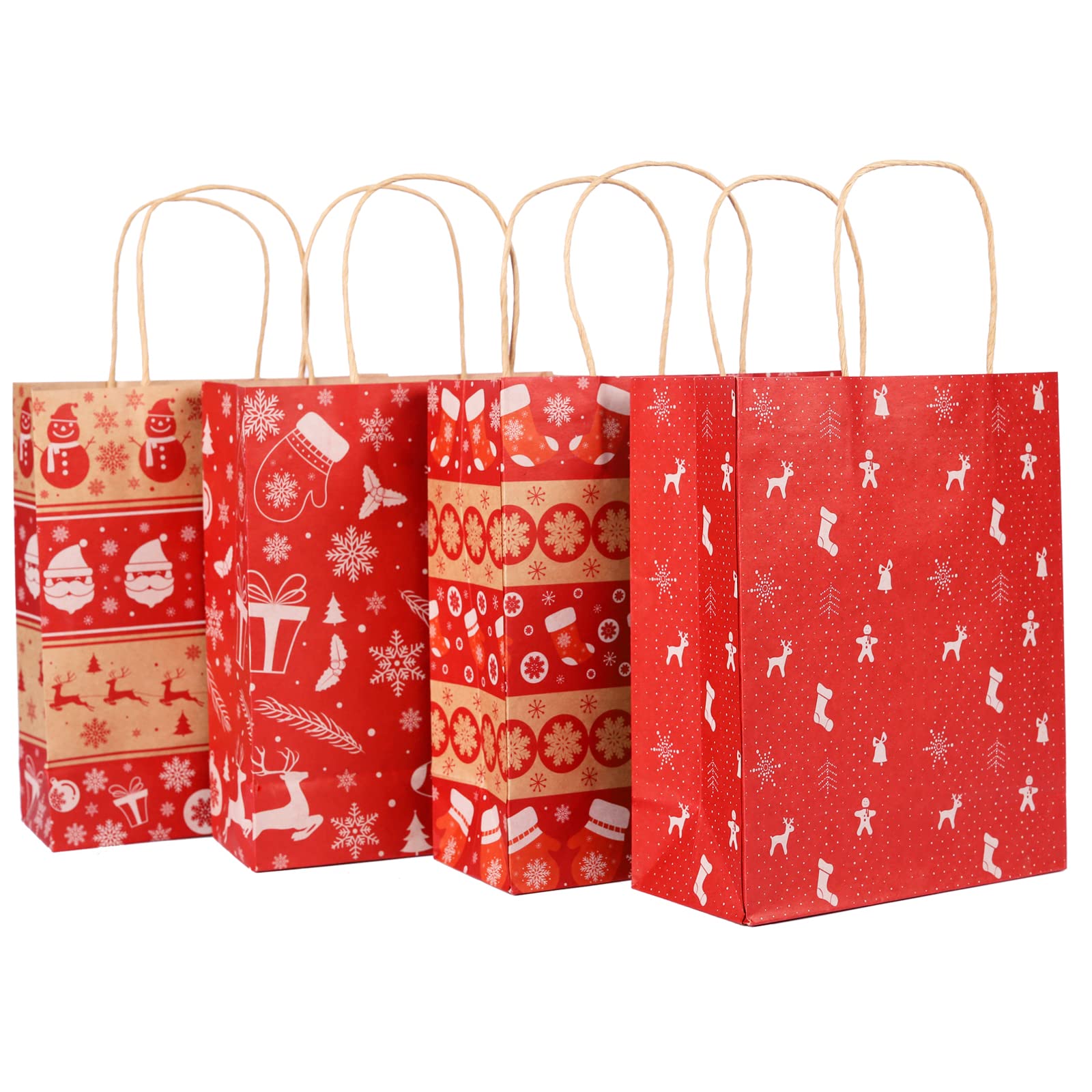 Papel Kraft Con Asa Hretvoi 12 Piezas Bolsas Regalo Navidad, Grandes Pequeñas Diferentes Bolsas De Regalo Tamaños Grandes