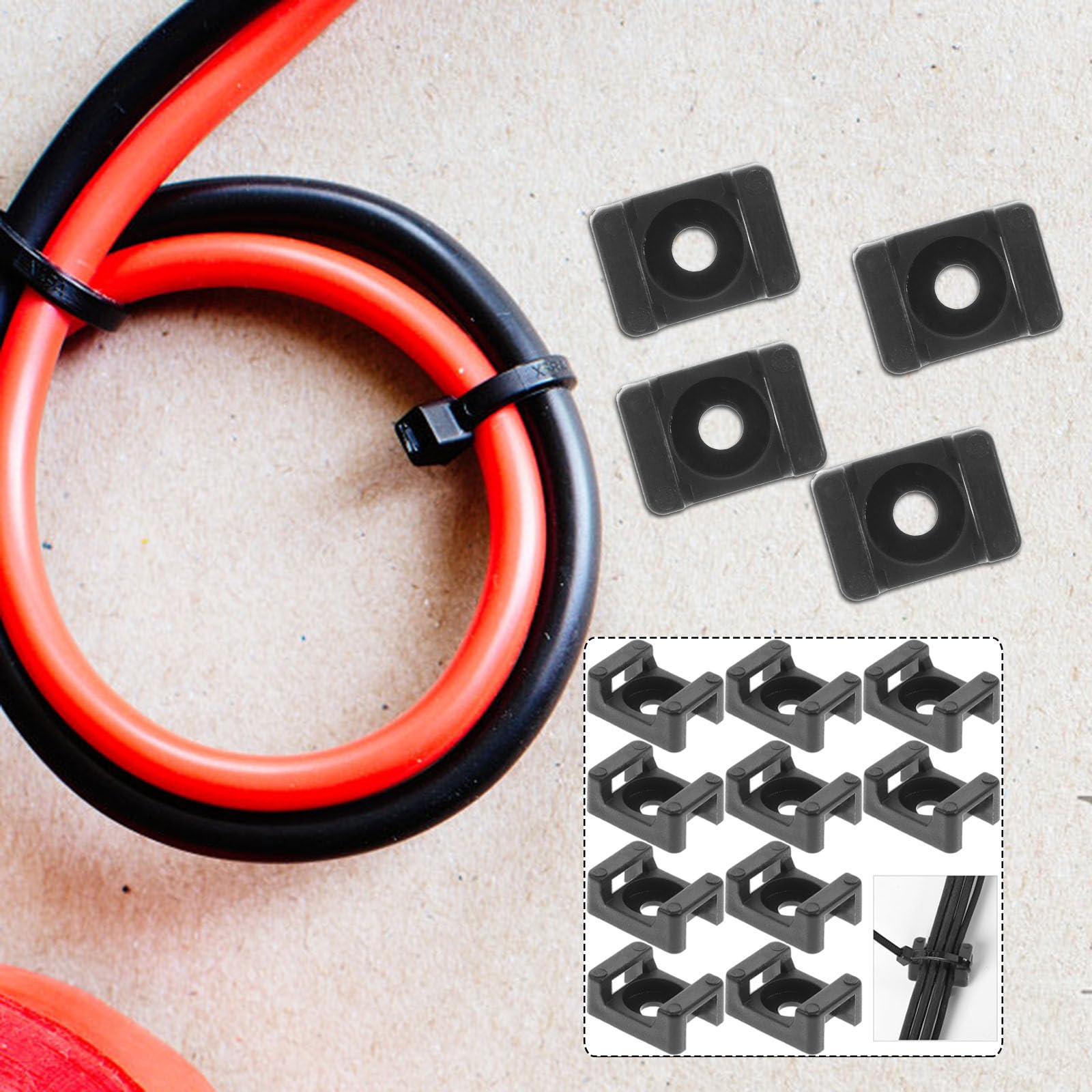 BESPORTBLE Fascette Stabile Sella Supporto Nero a Fissaggio e in Abs Luci 500 Pezzi Viti, Clip Cablaggio di Natale Cavi USB Casa e Scuola