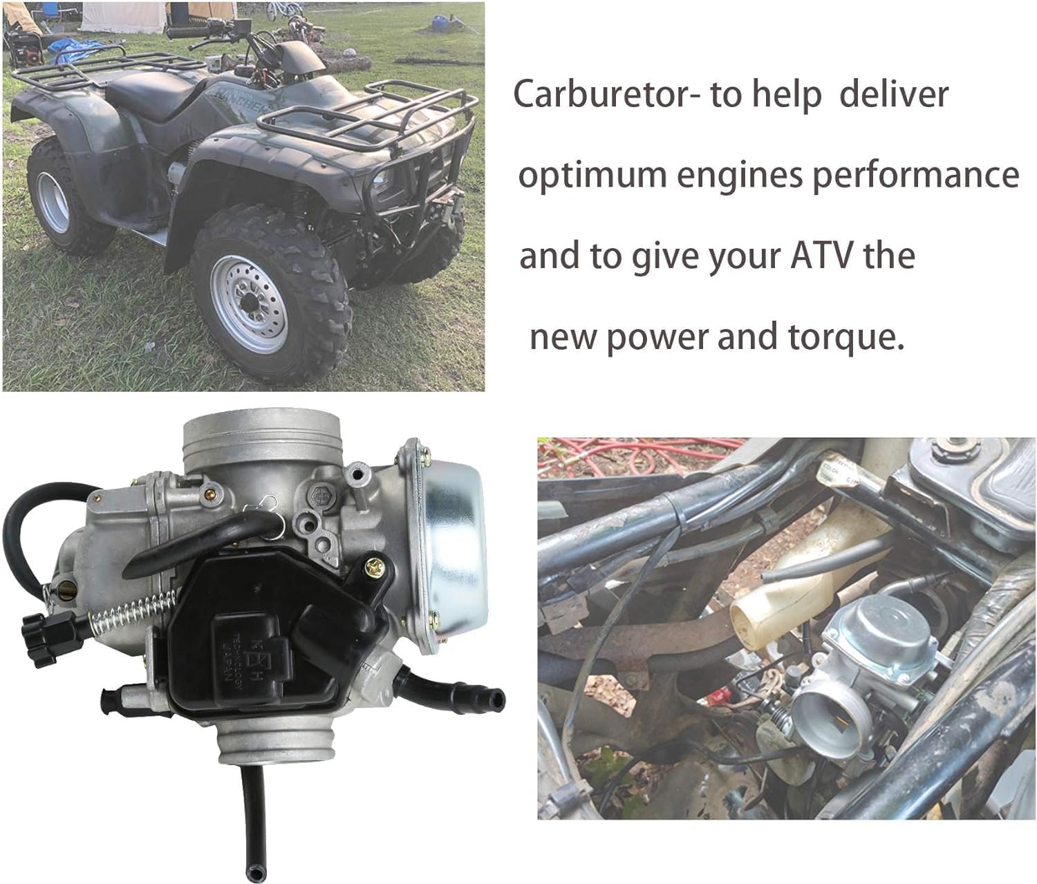 TRX350 Carburetor, compatible with Honda Rancher 350 Carburetor (2000-2006) - TRX350 Carburetor Fits TRX350TM, TE, ES, FE, FM - New Carb with Air & Oil Filter