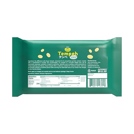 Jans Frozen Royal Tempeh: Wholesome Vegetarian Protein made From Fermented Soy | Elevate your Meals with Authentic Indonesian Flavor | 7.0 OZ (Pack of 1)