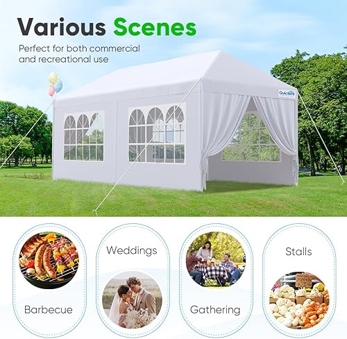 Miniatura 5 de Quictent gazebo con toldo para fiestas de bodas exterior 10X 20 con 6 paredes laterales extraíbles  elegante ventana de iglesia