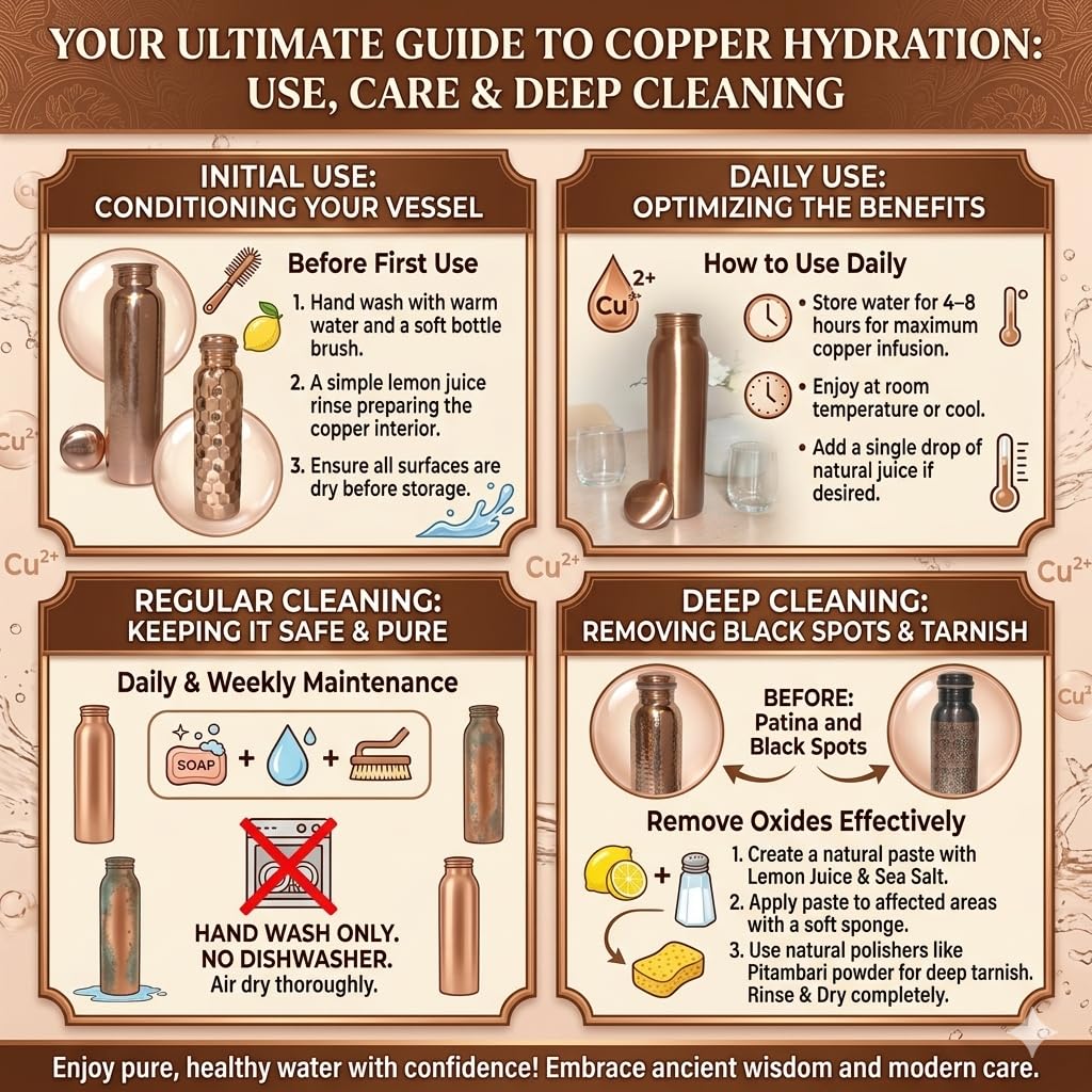 Botella de agua de cobre puro, recipiente de cobre ayurvédico de 34 onzas para agua potable, diseño a prueba de fugas y ecológico, ideal para yoga, gimnasio y bienestar (acabado mate)