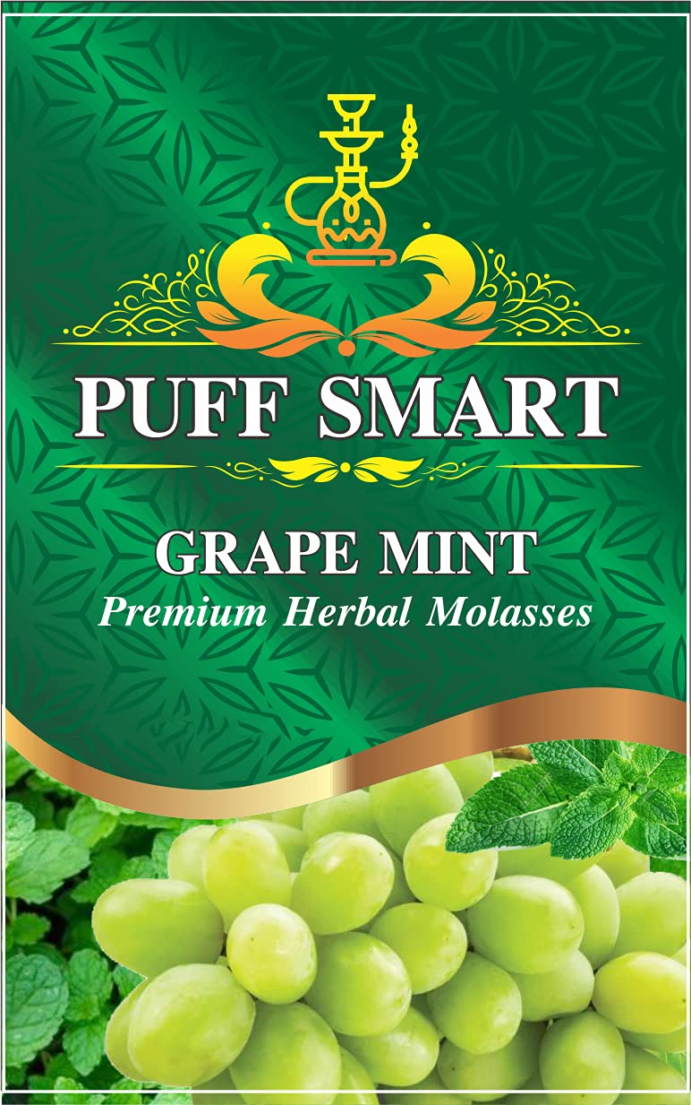 PUFF SMART Premium Herbal Molasses Grape Mint Flavour (Set of 3) 50gms Each (100% Tobacco and Nicotine Free)