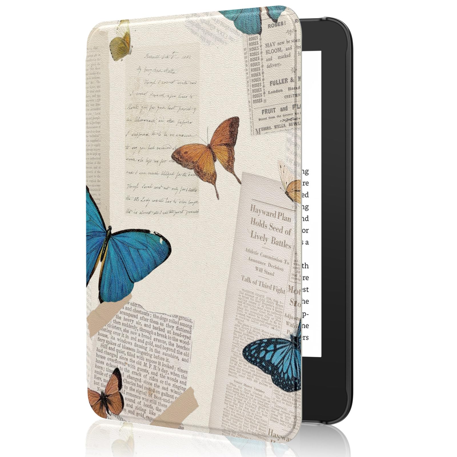 MoKo Case for 6" Amazon Kindle Basic 11th Gen 2024/2022, Vintage Butterfly | Lightweight Shell Cover, Auto Wake/Sleep, Slim, Waterproof, for Amazon Kindle Basic 11th gen