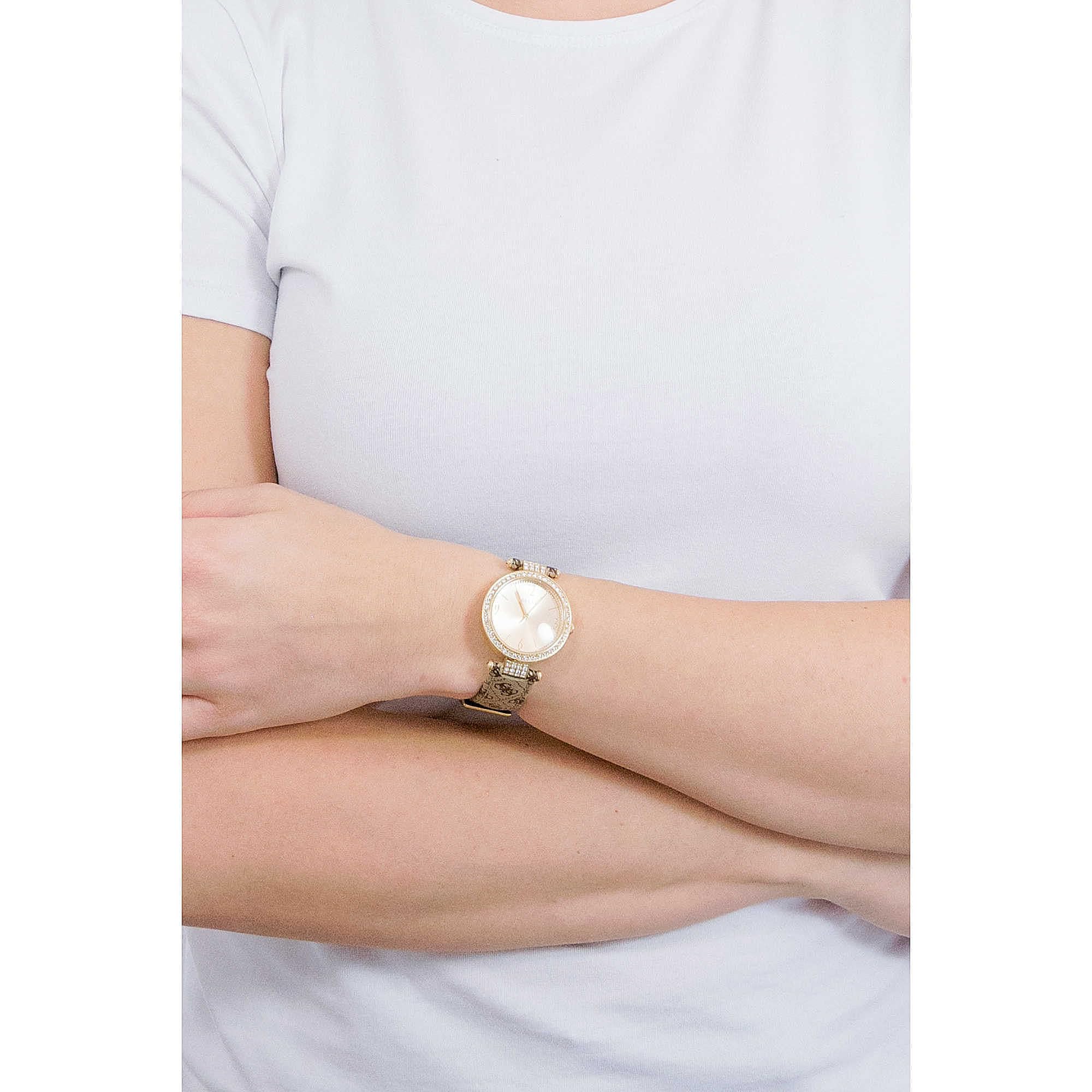 GUESS Reloj Analógico para Mujer de Cuarzo con Correa en Cuero W1230L2, Dorado
