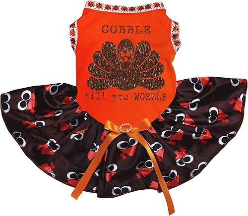 Miniatura 4 de Petitebella Gobble Turkey Till You Wobble - Vestido para perro (naranjanaranja, talla S)
