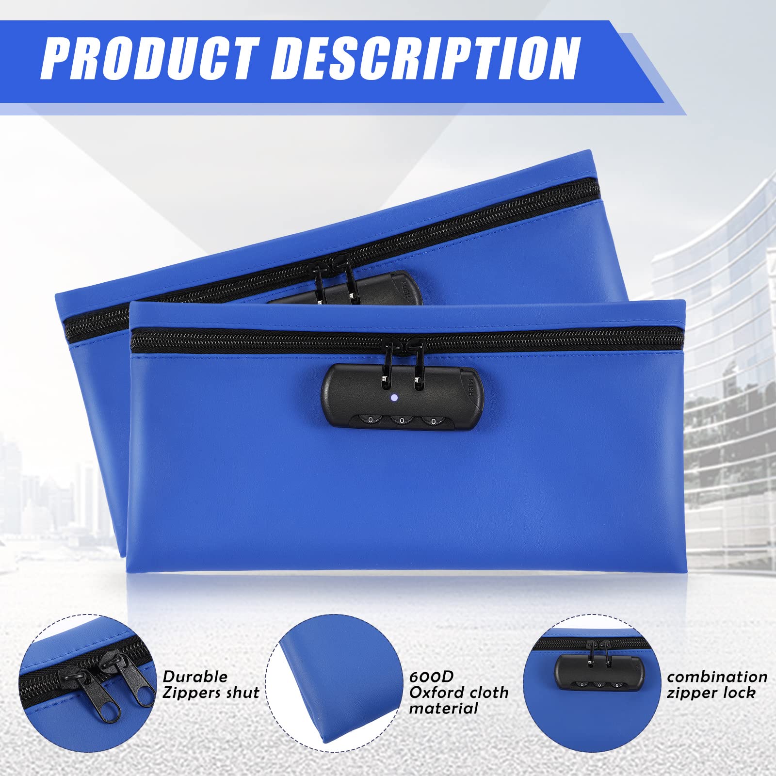 6 Stück Geldbeutel Mit Zahlenschloss - 28x14cm Oxford Tuch Aufbewahrungstaschen